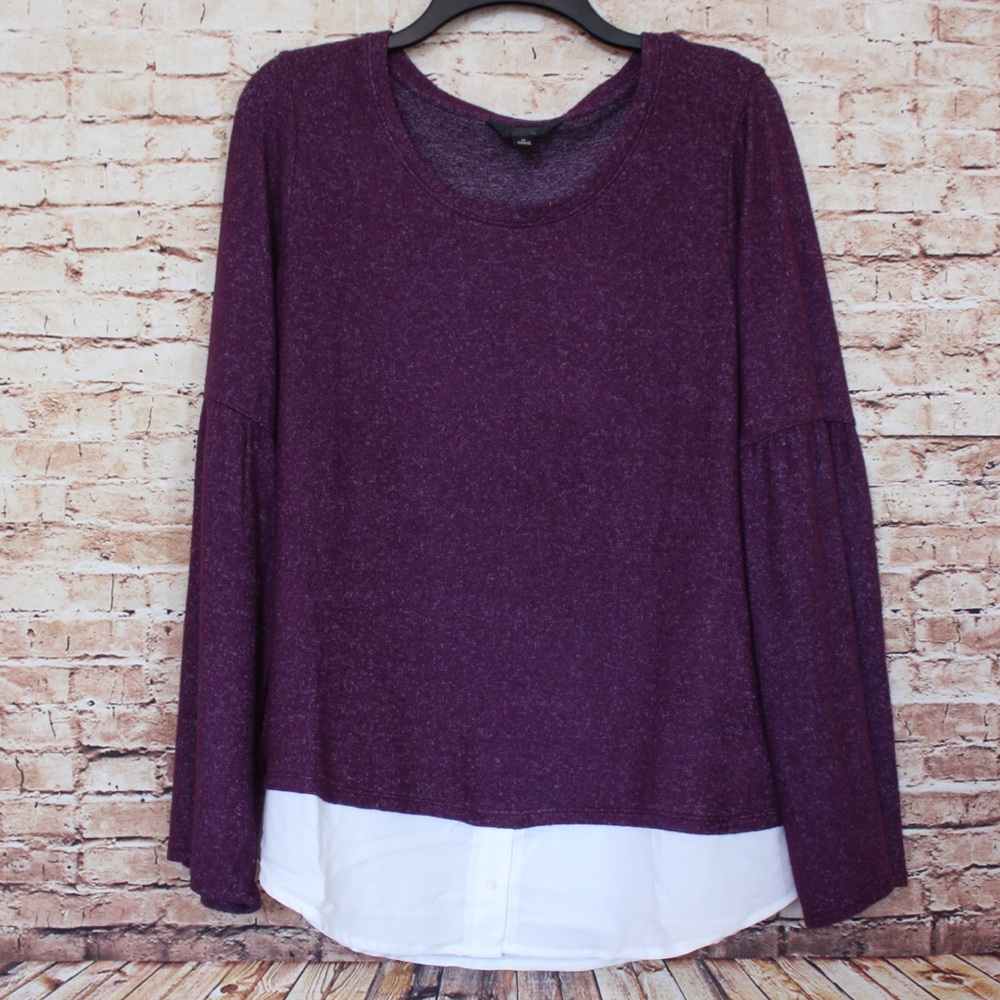 Simply Vera Vera Wang Heathered Purple Bell Sleeve Sweater
